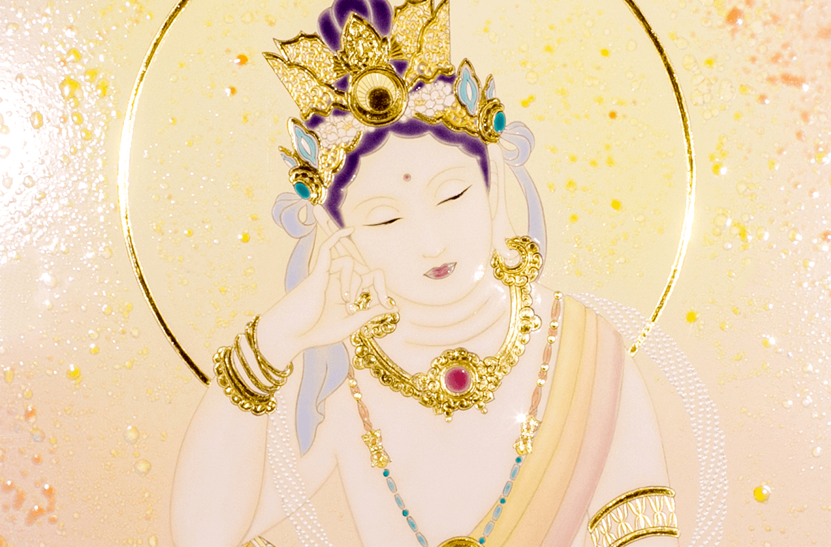 繊細な色彩で描かれた陶彩画